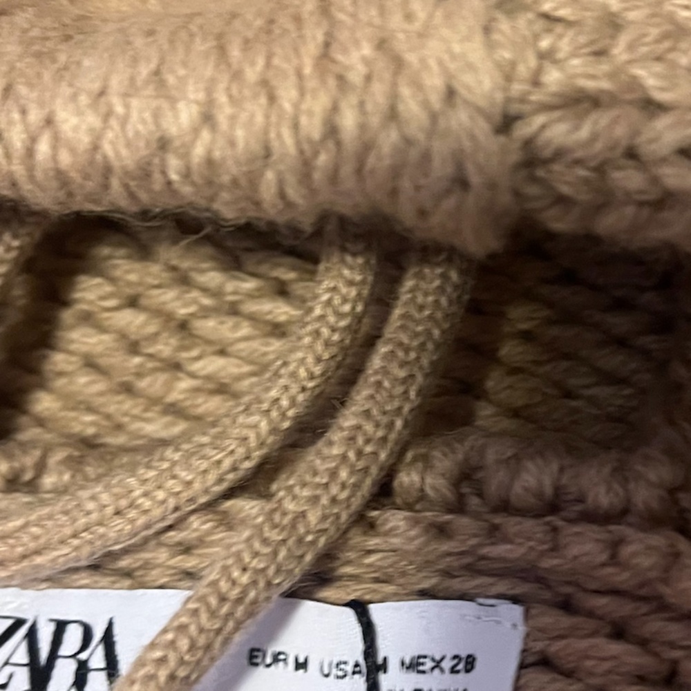 Zara limited edition brown camel Fair Isle wool jacquard poncho sweater … - Picture 8 of 14